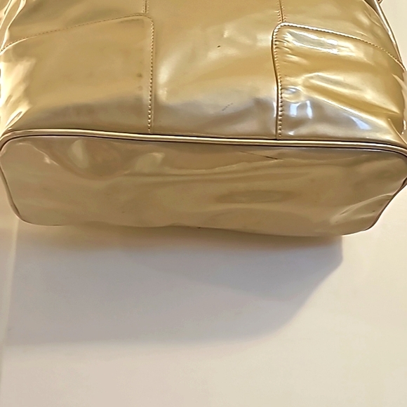 Calvin Klein Designer Large Tote, Taupe, Patent Leather, Magnetic Closure - Picture 5 of 8